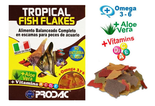 Alimento Prodac Fish Flakes Tropicales 500gr Fraccionado