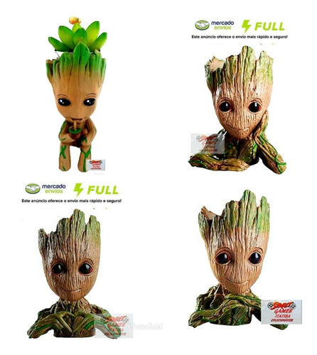 Kit 4 Vasinhos Baby Groot Porta Treco Suculenta Com Furo