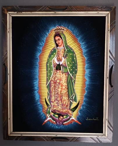 Cuadro De Virgen De Guadalupe Pintado A Mano Medida 48x58cm