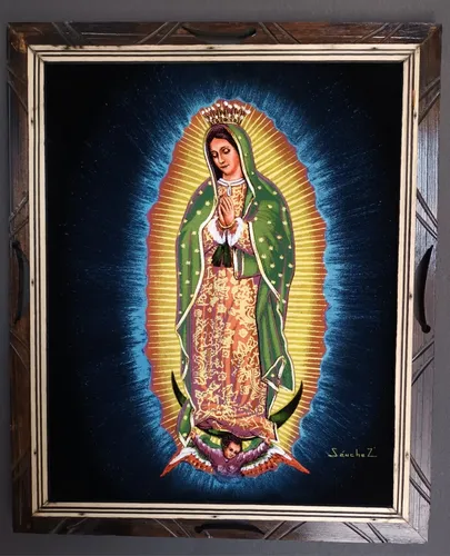 comprar Cuadro De Virgen De Guadalupe Pintado A Mano Medida 48x58cm