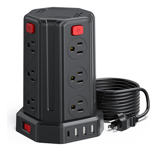Multicontacto Regleta De Enchufes Con Usb 16.4ft Protector D
