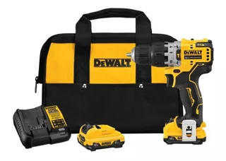 Taladro percutor atornillador inalámbrico de 10mm DeWalt DCD706F2 12V + 2 baterías de 2Ah + accesorio con bolso