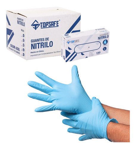 Guante Nitrilo Azul Topsafe Caja Master 10 X 100 Unidades