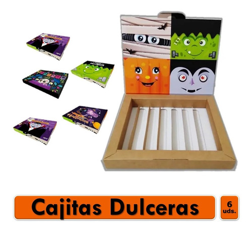 Cajita Dulcera Con Divisiones Halloween X6 Unidades