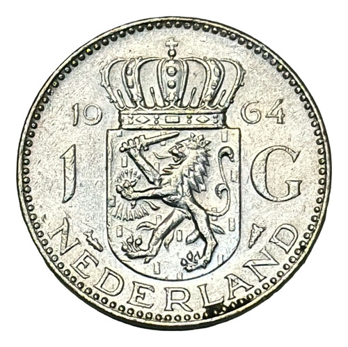 Moneda Países Bajos 1 Florín Año 1957 Plata 0.720 Km# 184 