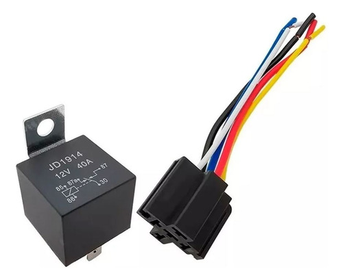 Kit 10 Relevadores Relay Con Soporte 5 Patas 12v 40a