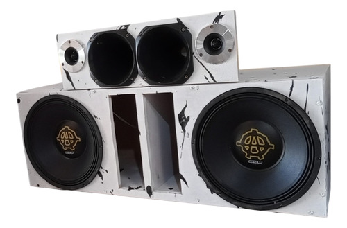 Caja De Woofer Doble + Cornetera + 2 Potencias 