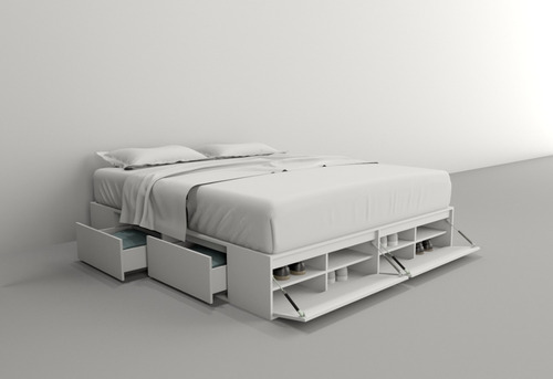 Imagen 5 de 10 de Box De Cama Cajonera + Zapatero Base Somier 1,80/2,00 Blanco
