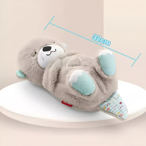Nutria Peluche Que Respira Con Música, Luces Y Movimientos Gris Oscuro