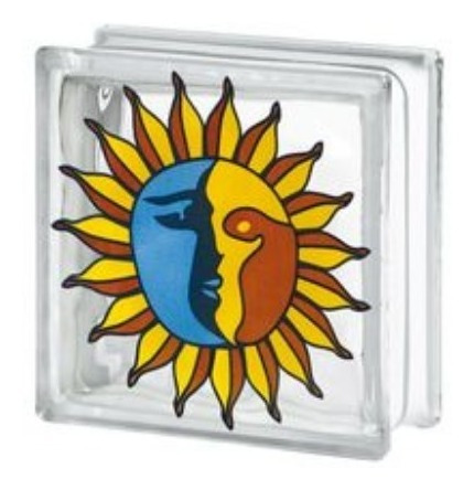 Vitral Sol Y Luna 19 X 19 X 8 Cm Vitroblock Promo Block Deco