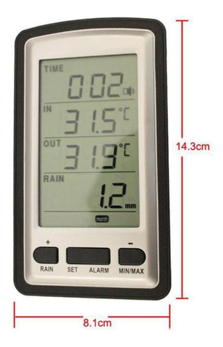 Medidor De Chuva Digital Sem Fio Com Medidor De Temperatura