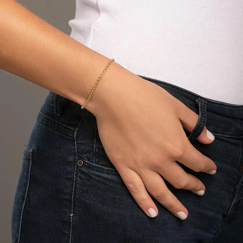 Pulseira Rommanel Banhado A Ouro Fio Elo Português 550426