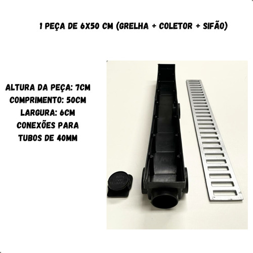 12 Un Ralo Linear 6x50 Grelha Alumínio P/ Quintal Corredor