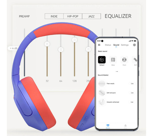 Fone De Ouvido Bluetooth Haylou S35 Anc Hybrid Roxo/ Laranja