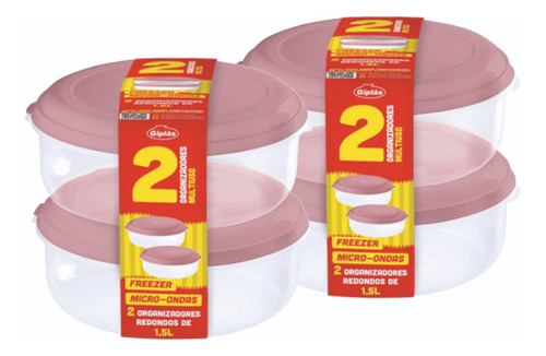 2 Kit C/2 Potes Redondo Cozinha 1,5l Sortido