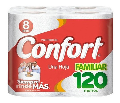 Imagen 2 de 4 de Papel Higiénico Confort Familiar 8 Un 120 Mt