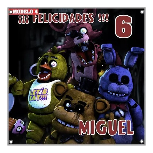 Lona Personalizada Para Cumpleaños De Five Nights At Freddys