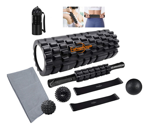 Set 9en1 Rodillo Completo Elongacion Masaje Roller Foam Yoga Eshopangie