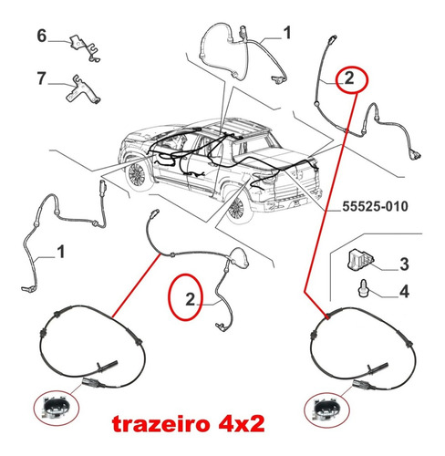 2 Sensor Abs Traseiro Original Fiat Toro 1.8 2.4 4x2