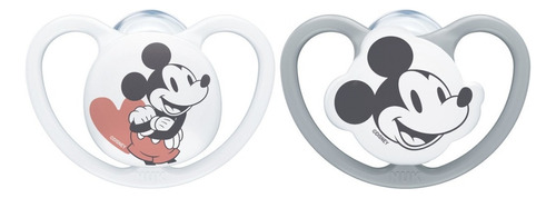 Chupete Nuk Disney Mickey Mouse 6 A 18 Meses - 2 Unidades Color Blanco/gris Período De Edad 6-18 Meses
