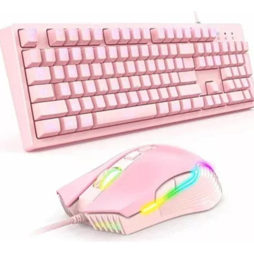 Teclado Gaming Color Rosado + Mouse Onikuma (g25 +cw905)