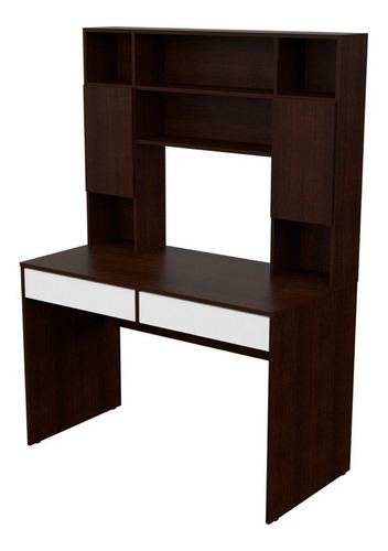 Escritorio Mosconi 720 con alzada 1 cajón melamina de 121cm x 168cm x 60cm wengue