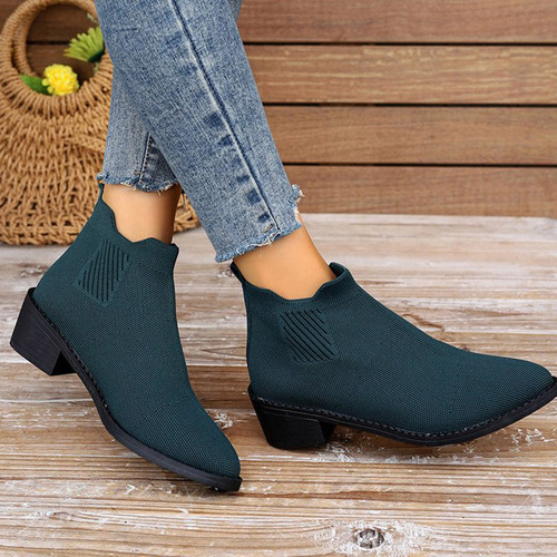 Botas Tipo Calcetín Cómodas De Talla Grande Para Mujer, Tacó