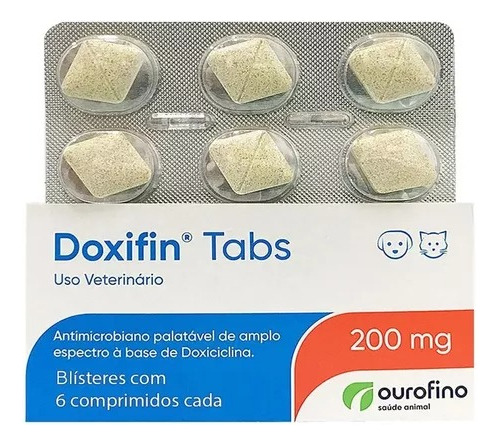 Doxifin Tabs 200mg 06 Comprimidos Ourofino Blister Econômico