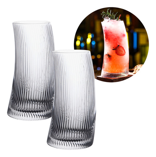 Vaso Coctel Largo Curvo Tragos Bar Bebidas Cócteles 480ml X2