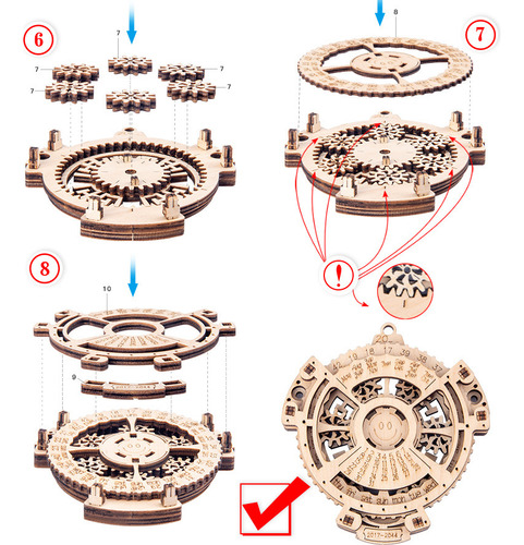 Calendario Perpetuo Puzzle Mecánico De Madera Diy