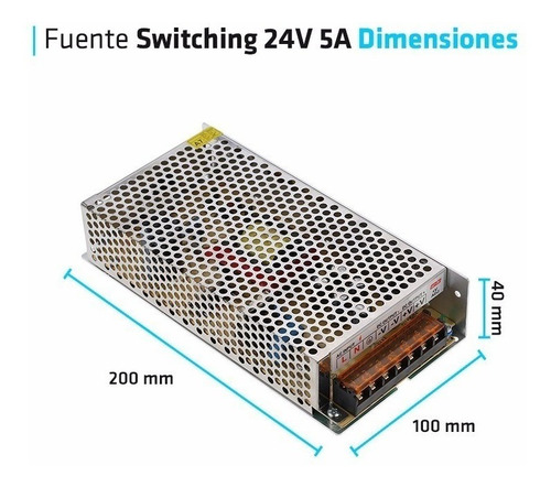 Imagen 4 de 10 de Fuente 24v 5a Metalica Regulada Switching Tira Led Cctv Full