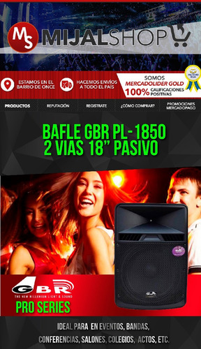Bafle 18 Pasivo 2 Vias Pro Series Gbr Pl 1850 Cuotas