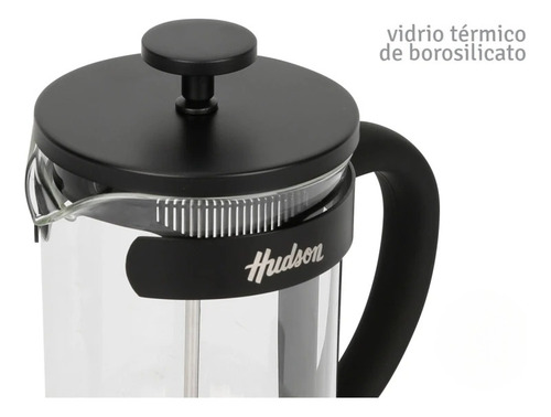 Cafetera Vidrio Acero Inoxidable Prensa Francesa 600ml Negra Negro