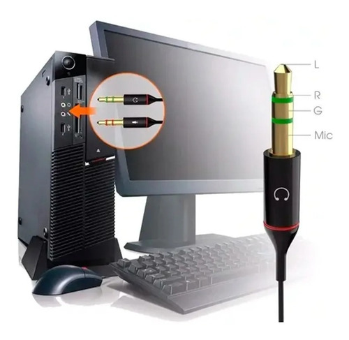 Imagem 3 de 4 de Cabo Adaptador P3 Femea Headset Para 2 P2 M Audio Microfone