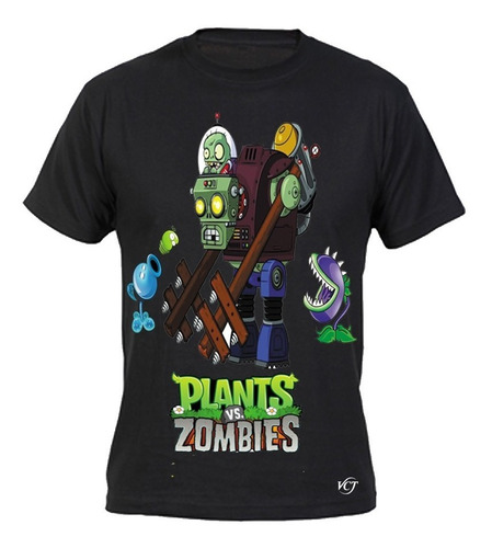 Polera Estampada Plantas Vs Zombies Muchos Personajes