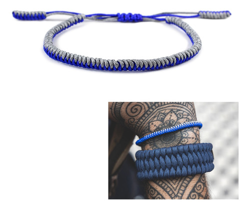 Pulsera Budista Para La Suerte Azul Y Blanco