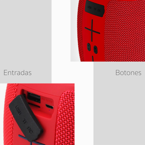 Bocina Portatil Bluetooth Recargable Luz Color Rojo Fs-s130