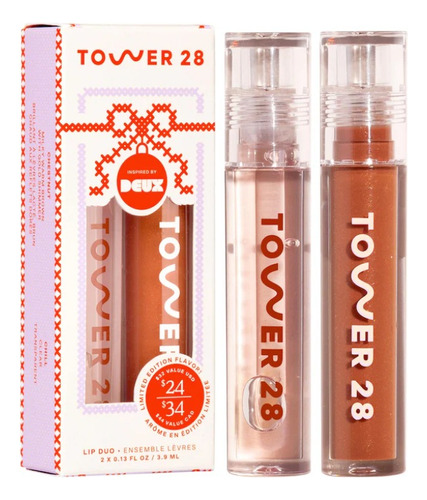 Tower 28 Beauty Lip Drip Cookie Butter Lip Gloss Set Acabado Brillante Color Coockie Butter Edition