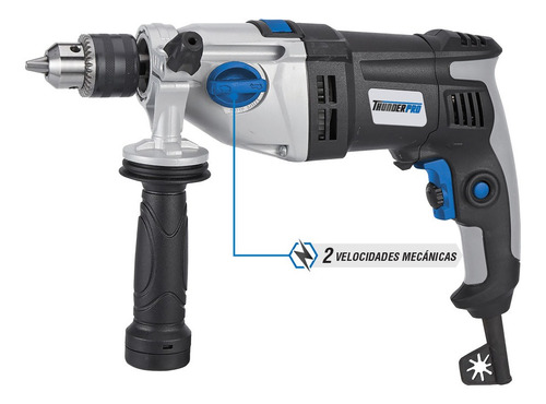 Imagen 3 de 6 de Taladro Percutor 13mm 1150w 2 Vel Mec Thunderpro Tr00175