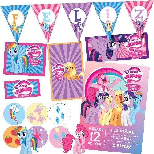 Kit Imprimible Personalizado My Little Pony Candy Deco Invit