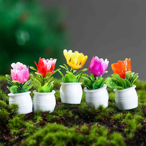 5x Mini Maceta Casa De Muñecas Planta Bonsái En Miniatura