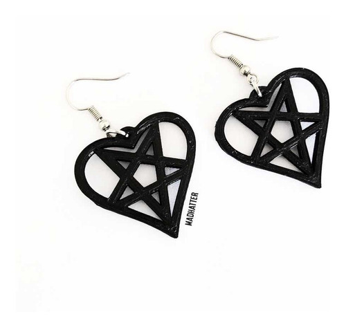 Aros Corazón Pent Pentaculo Pentagrama Dark Goth 3d Gotico