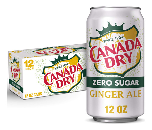 Canada Dry Zero Sugar Ginger Ale Soda, Latas De 12 Onzas Liq