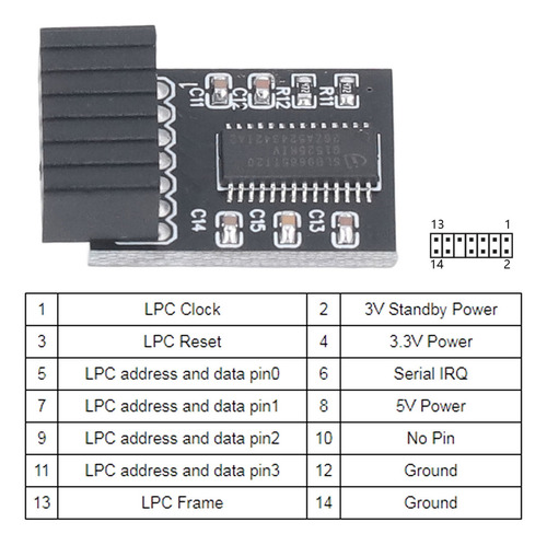 Para Tpm 2.0 Chip 14pin Lpc Encryption Security Module Spi