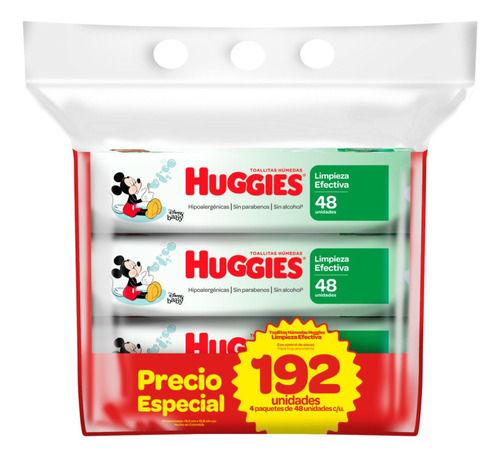 Toallitas Húmedas Huggies Limpieza Efectiva 192 Unidades Ub