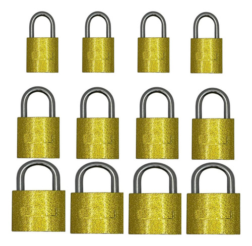 Cadeado Force Cartela Com 12 Unidades 30-40-50mm E 3 Chaves Cor Dourado