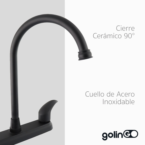 Llave Mezcladora Para Fregadero 8 Pulgadas Solvex Grifo Negro