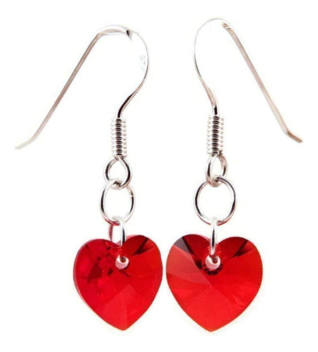  Pendientes De Corazón De Cristal Rojo Ganchos Orejas ...