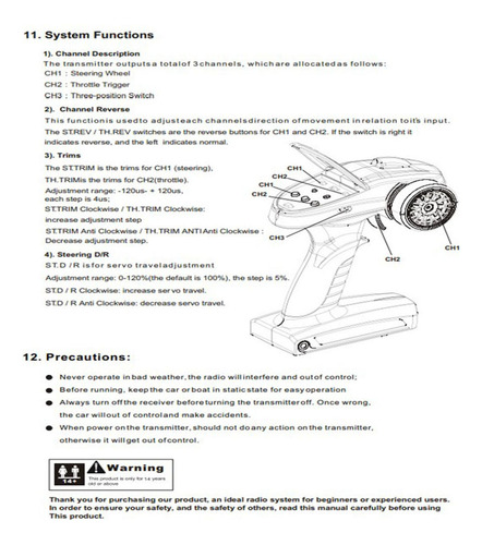 Transmisor Y Receptor De Control Rc De 3 Canales De 2,4 Ghz