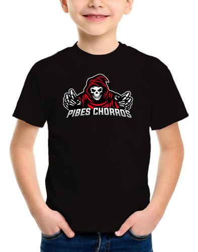 Remera Negra Niño Algodón Personalizada Los Pibes Chorros